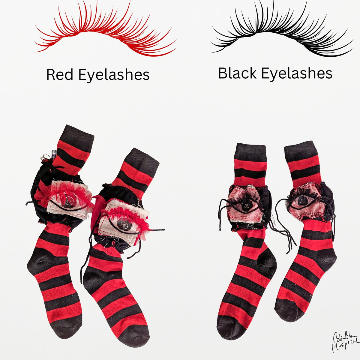 Eyes｜赤黒しましまソックス