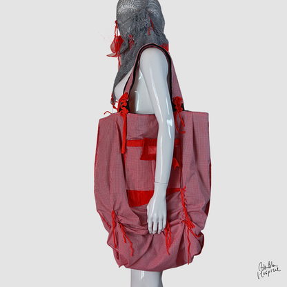 Carry the Whole Blabla World 00.1 | Red and White Gingham　- Art Tote Bag