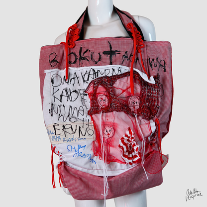 Carry the Whole Blabla World 00.1 | Red and White Gingham　- Art Tote Bag