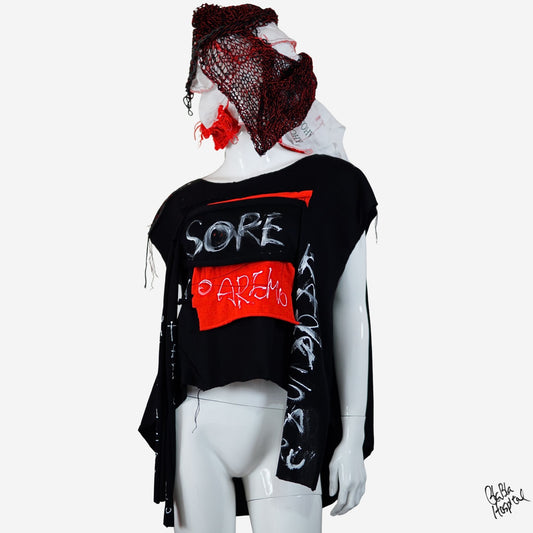 Face No.002 | Romaji writing – Oversized Black Sleeveless Top