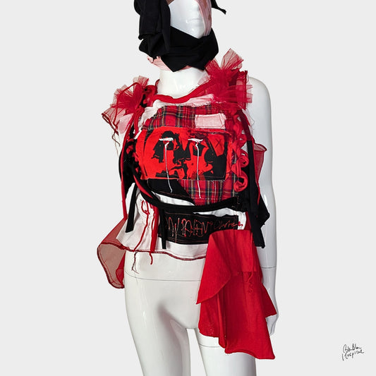 Red Air - No.01 | Red Sheer Organza Top  – Layering Piece