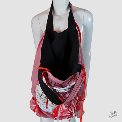 Carry the Whole Blabla World 00.1 | Red and White Gingham　- Art Tote Bag
