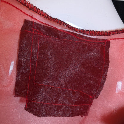 Red Air – No.03 | Sheer Organza Top with Black Improv Frill – Layering Piece