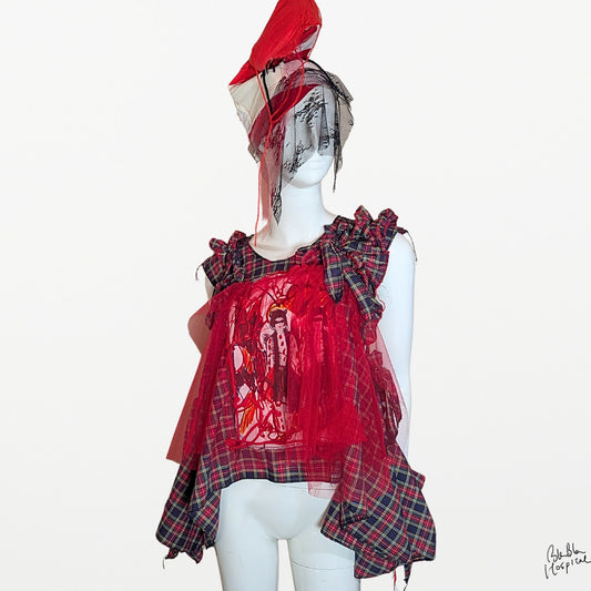 ART CURTAIN | Navy Check Sleeveless Top