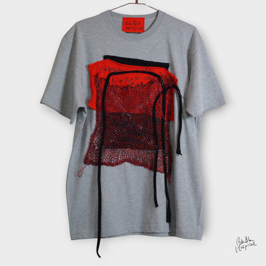 Grey | & Art Knit Patch Design T-shirt