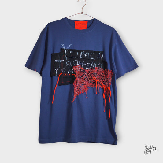 Navy | Art Knit Patch Design T-shirt